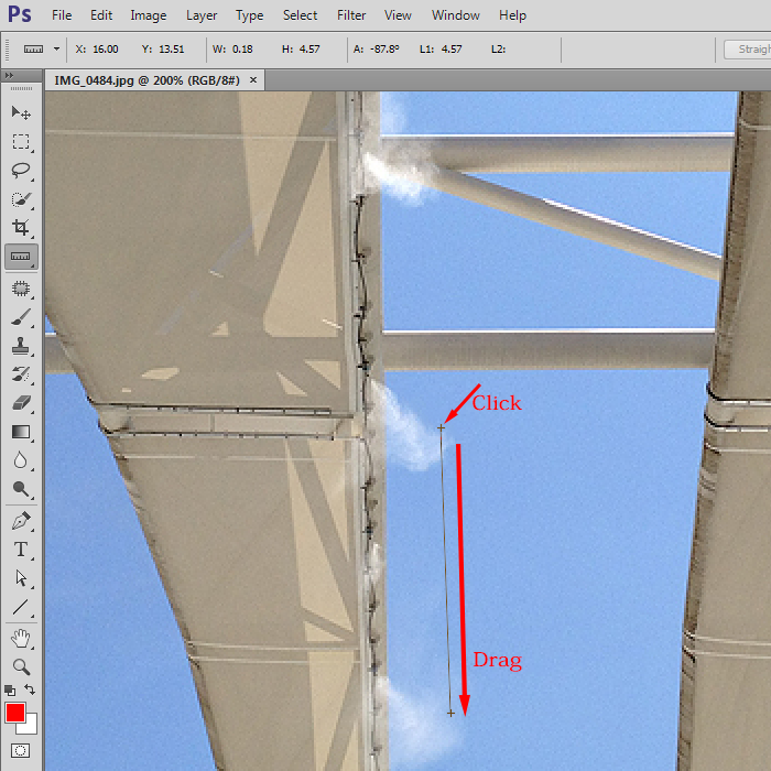[Photoshop] How to measure the length between two points using the Ruler Tool