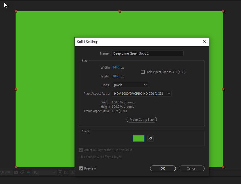[After Effects] Changing the Color of a Solid Layer