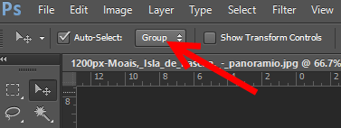 Using the move tool options in Photoshop (auto select, group)