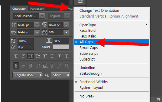 [Photoshop] How to change text to uppercase or lowercase