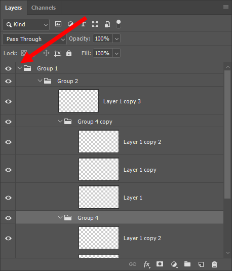 [Photoshop] Collapse or expand all Groups in the Layers panel using shortcuts