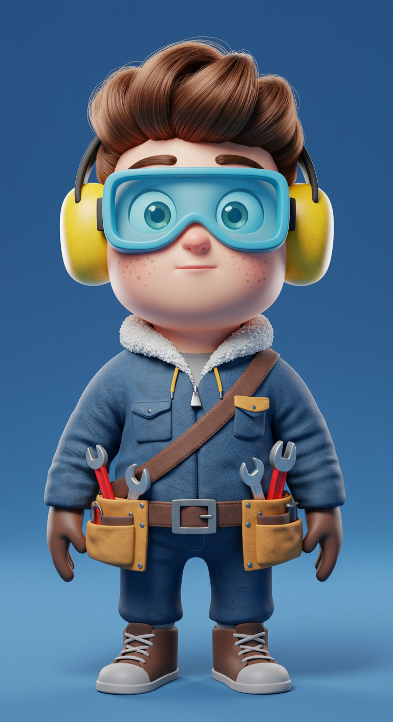 [Character Series] A cute and mischievous little engineer with 3D Rendering Self Portrait